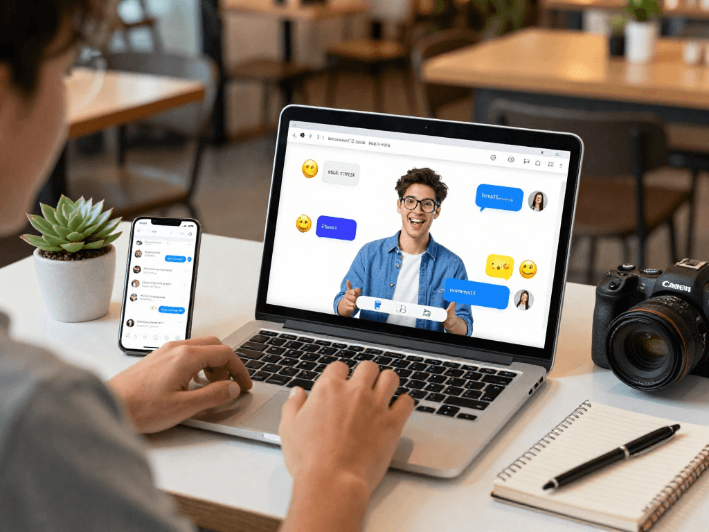 Dynamic spicy chat ai interaction in a modern workspace with engaging chat interface and tech-savvy decor.
