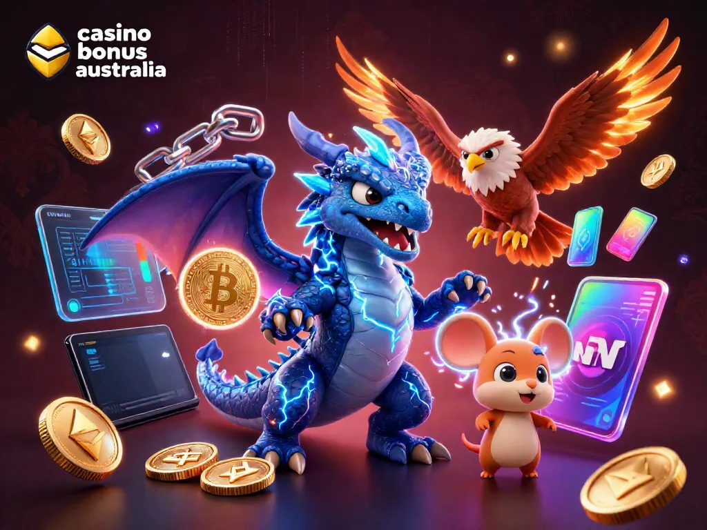 Engage with exciting casino bonus australia offers through vibrant 3D illustration featuring dynamic gaming elements.
