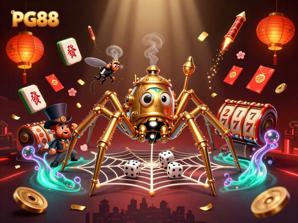 Engage with PG88's exciting gameplay depicted in a richly detailed casino-themed illustration.