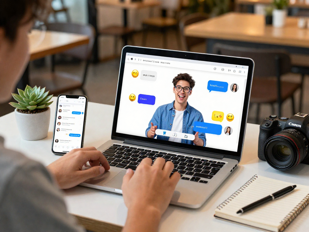 Dynamic spicy chat ai interaction in a modern workspace with engaging chat interface and tech-savvy decor.