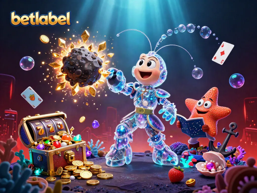 Betlabel offers a vibrant scene of casino fun with sparkling slot reels and underwater treasure.