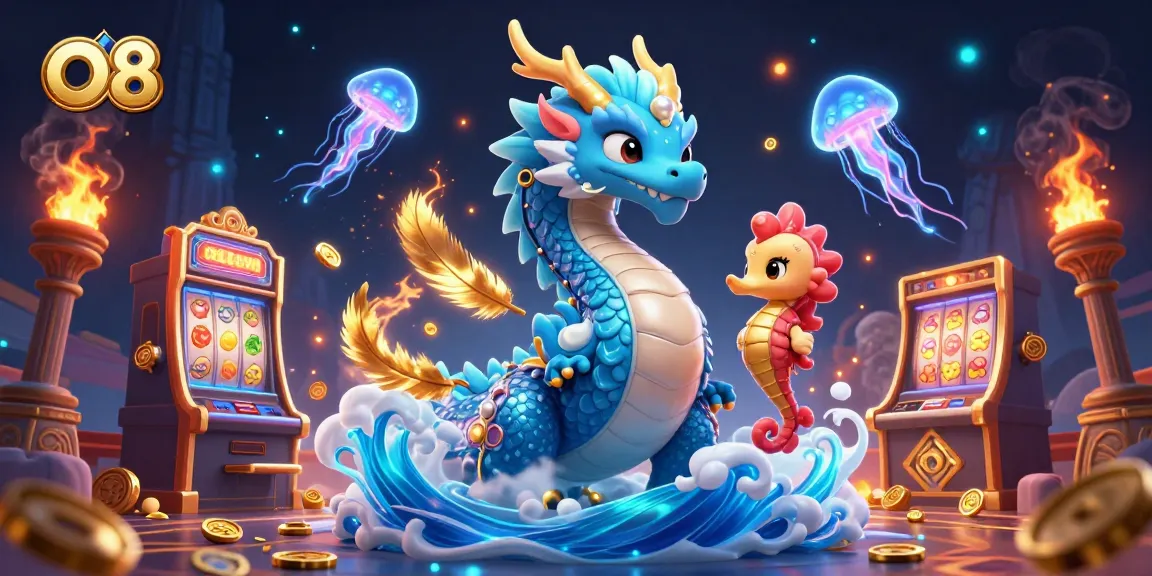 Play thrilling slots with O8, featuring dynamic characters and rich casino elements.
